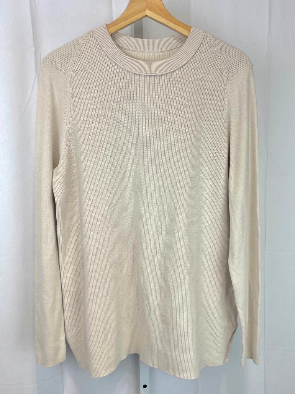 LULULEMON Take It All In Cotton Blend Sweater W3JHCS White Opal Beige Size L